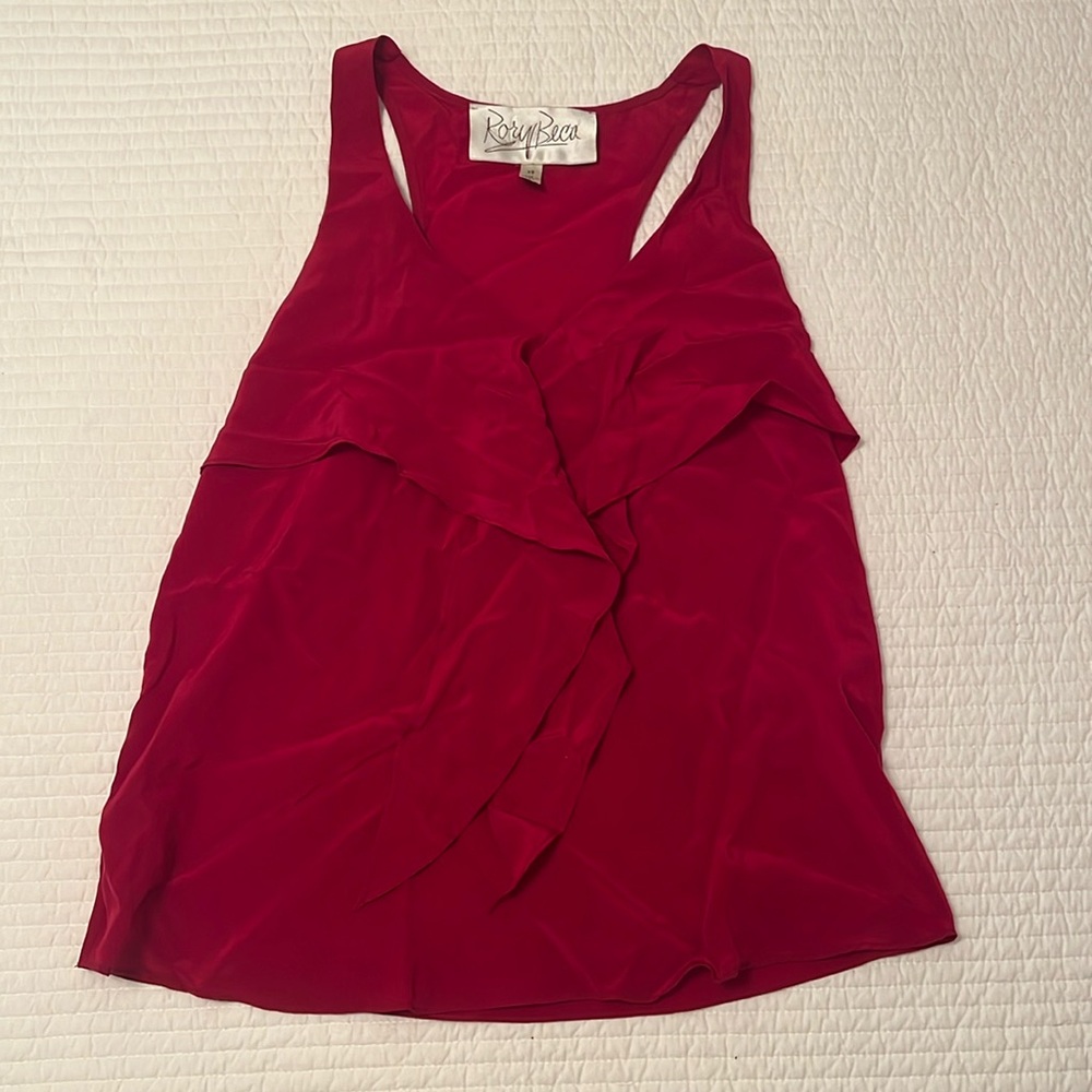 Rory Beca Size XS Racerback Silk Crimson Blouse - Worn Once